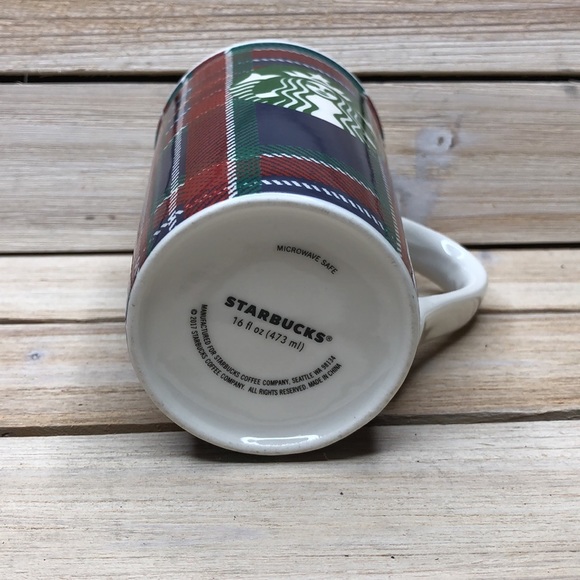 Starbucks 2017 Collection Blue Red White Green Plaid Mug Coffee Cup 16 oz - Picture 4 of 8